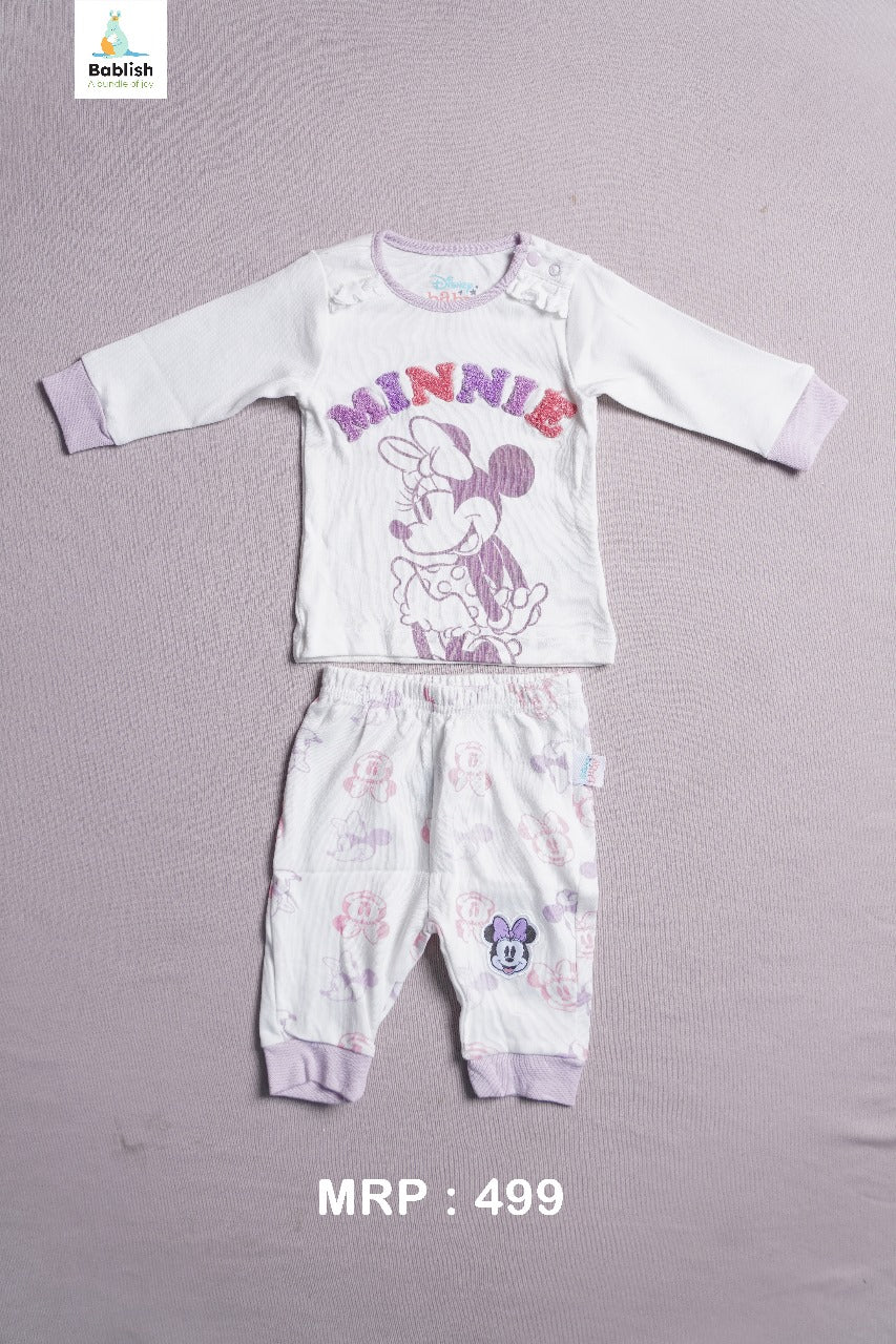 Disney All-Over Minnie Mouse Print Long Sleeves T-shirt and Elasticated Pyjama Set