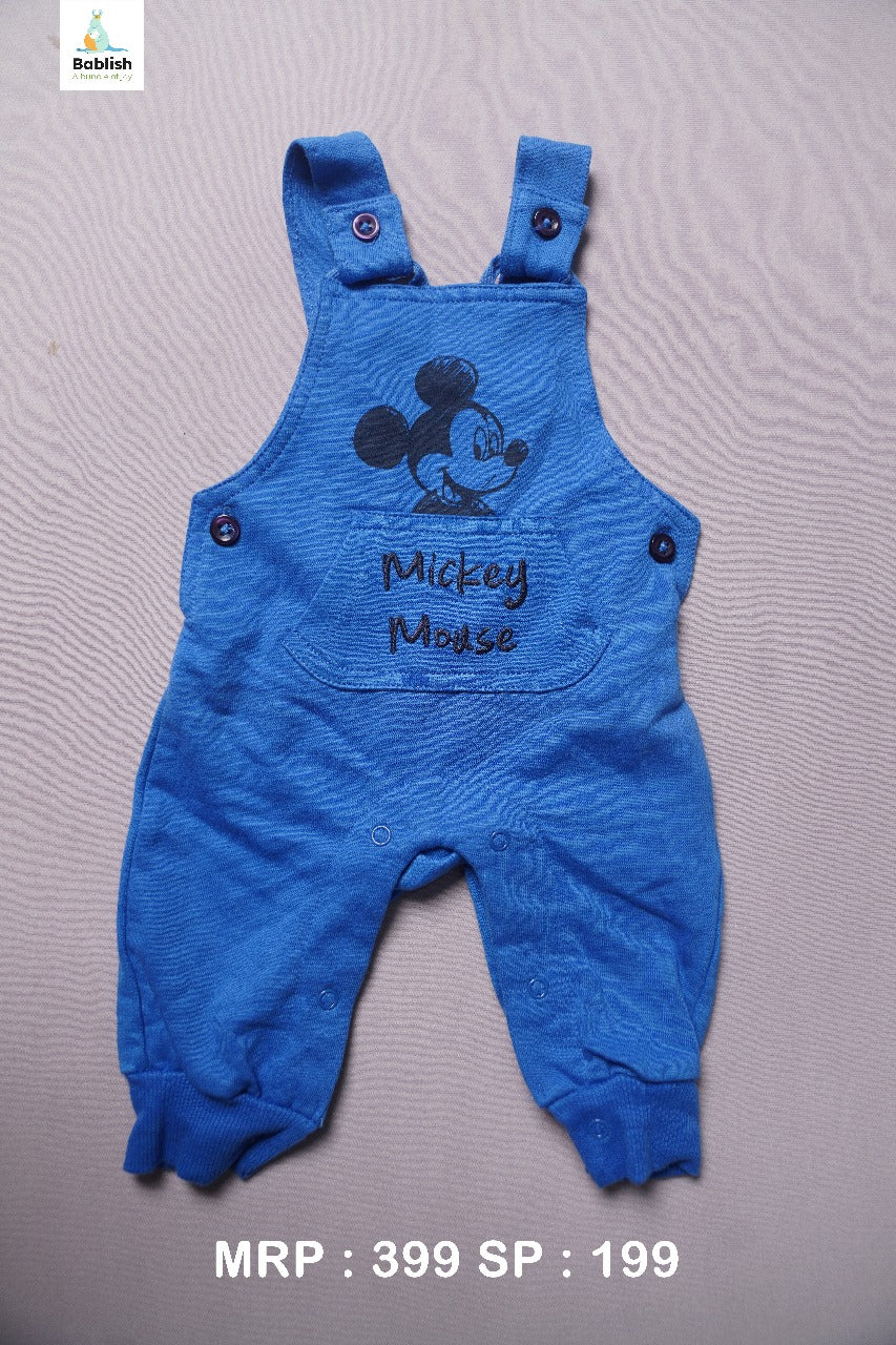 Woven Sleeveless Solid Dungaree - blue